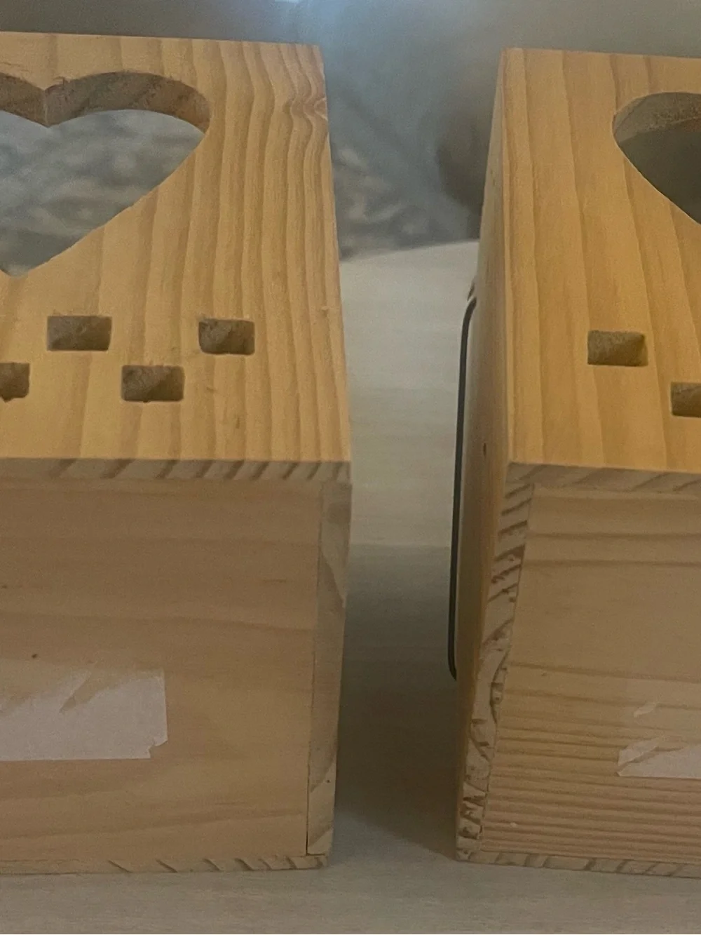 Set of 2 Wooden Heart Boxes with Handles Decorative Storage Boxes Cottage Core